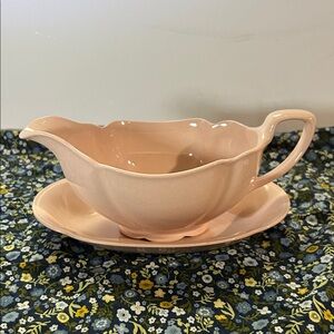 Johnson Bros vintage Pink Gravy Boat with Saucer